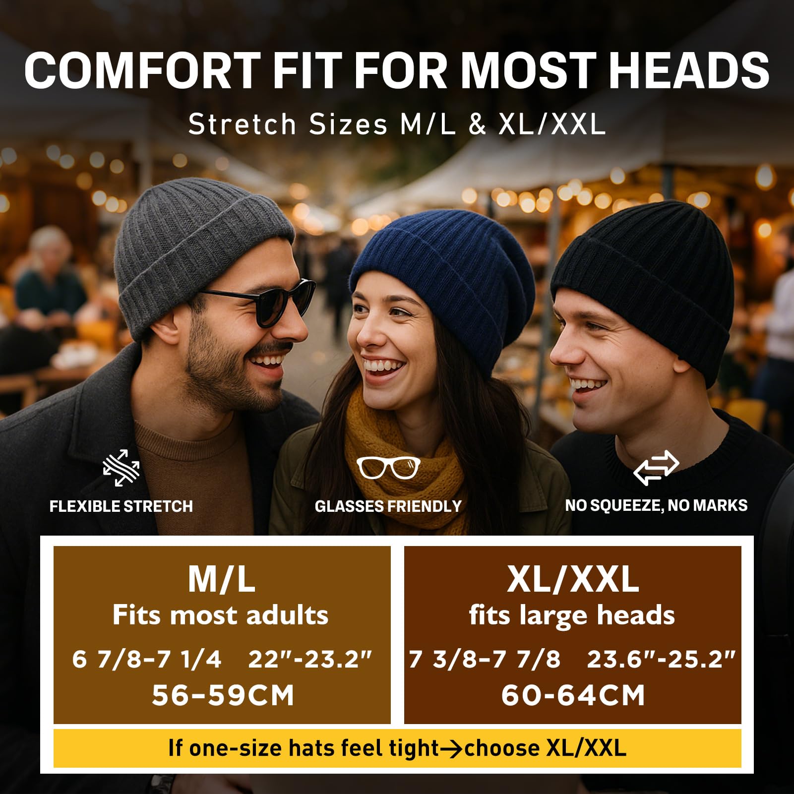PolarWool - Gorro de punto para hombre y mujer, 100 % lana merino, talla L/XL/XXL, 3 estilos, para hombre y mujer