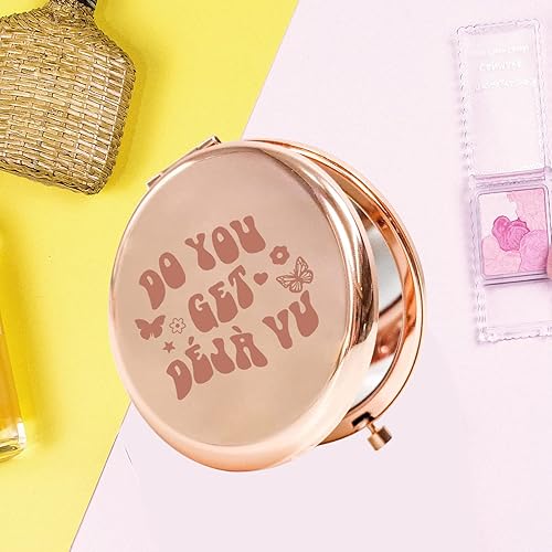 Miniatura 5 de KEYCHIN Espejo de bolsillo para álbum agrio regalos para fanáticos de Rodrigo texto en inglés Do You Get Deja Vu Sour Song espejo de maquillaje