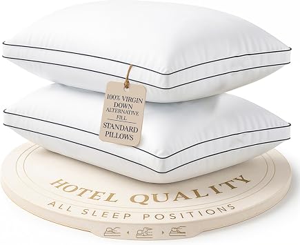 LANE LINEN Standard Size Bed Pillows for Sleeping, Set of 2, 20x26 - White