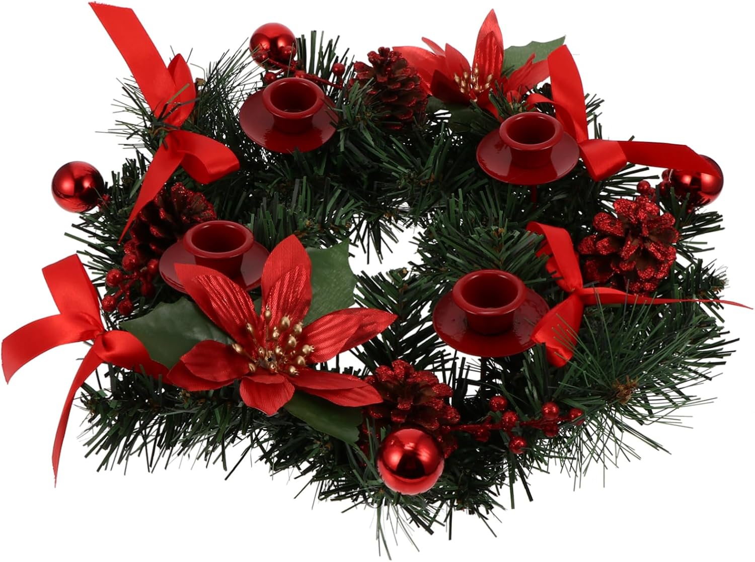 1pc Christmas Wreath Candlestick Holder Decorative Taper Candle Decor for Weddings Parties and Holiday Celebrations Bright Design for Festive Table Centerpieces