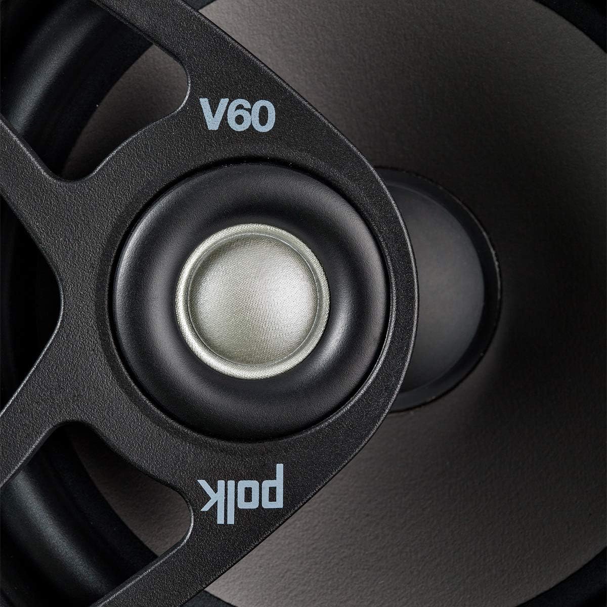 Polk Audio V60 in-Ceiling Speaker (Single), 6.5 Inch Speaker Ideal for All Rooms, Including Damp and Humid Bathroom, Kitchen or Utility Areas, Easy Installation, (Black, Paintable Grille)