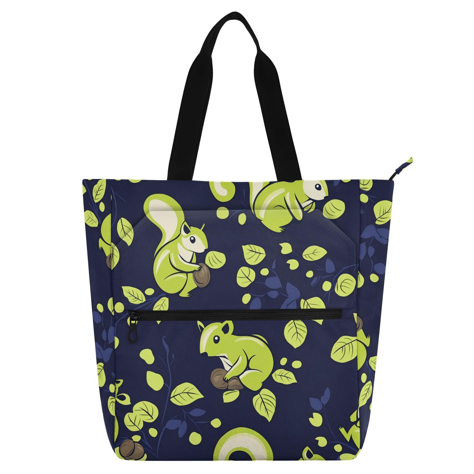 Bolsas de mano para amantes de libros con diseño de ardilla y cremallera 8