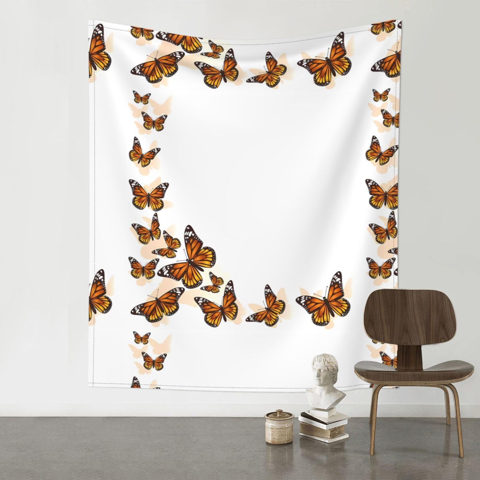 YYHHAOFA Orange Butterfly Prints 60x51in Wall Tapestry Boho Chic Dorm Decor & Beach Throw Blanket