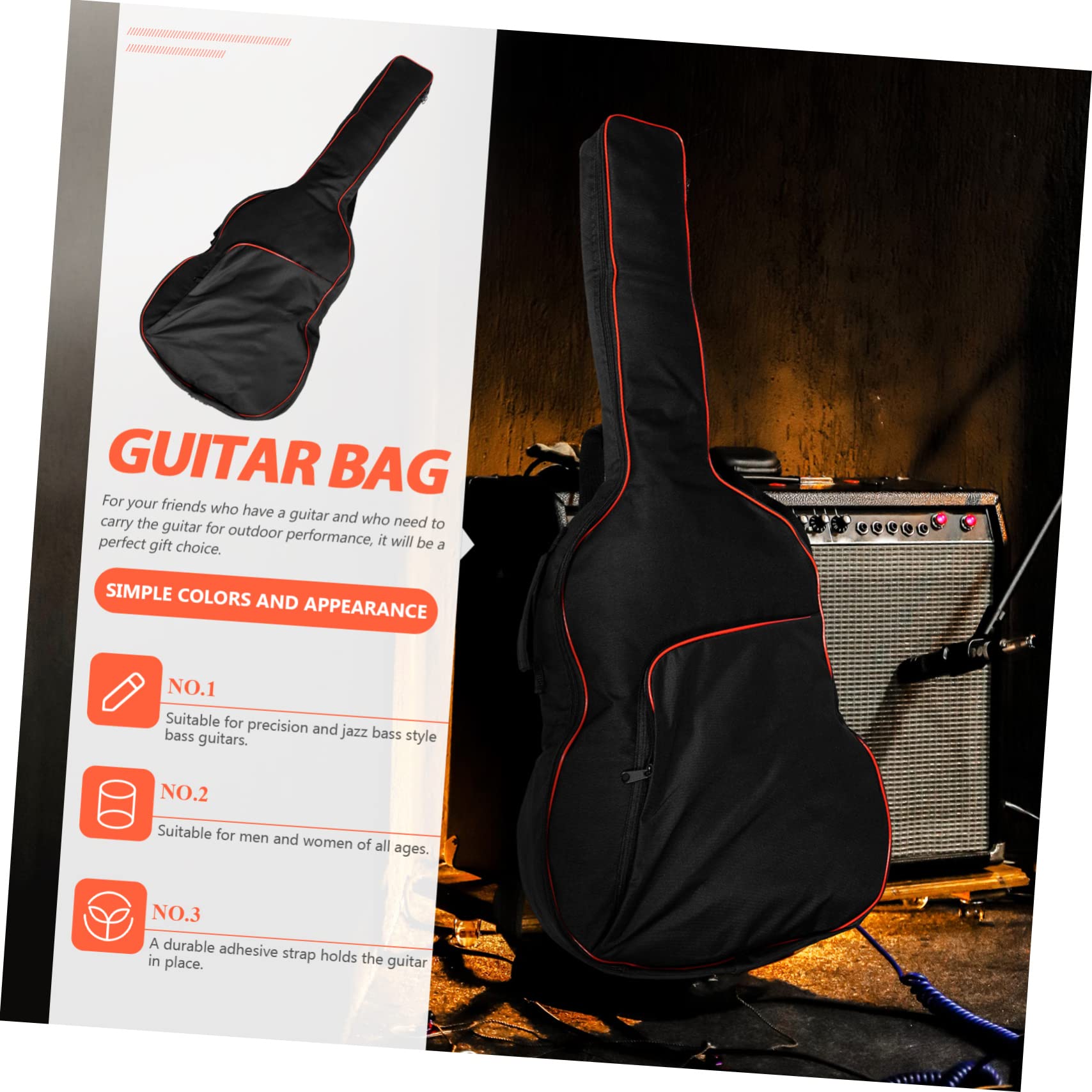ibasenice Paquet de Transport pour Guitare Acoustique 41 Pouces en Tissu Oxford Étanche Poche Supplémentaire pour Performance en Extérieur