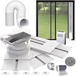Portable Air Conditioner Window Vent Kit 26-62" Adjustable with Universal 5.0/5.9" Coupler Filter Screen 2 Weather Strippings for LG Portable AC Vertical/Horizontal Sliding Window Seal Kit