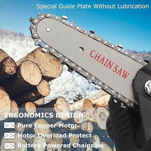 Miniatura 3 de Laecabv - Mini motosierra eléctrica portátil inalámbrica de 4 pulgadas, alimentada con batería, 1.5libras de peso ligero, tijeras de podar para