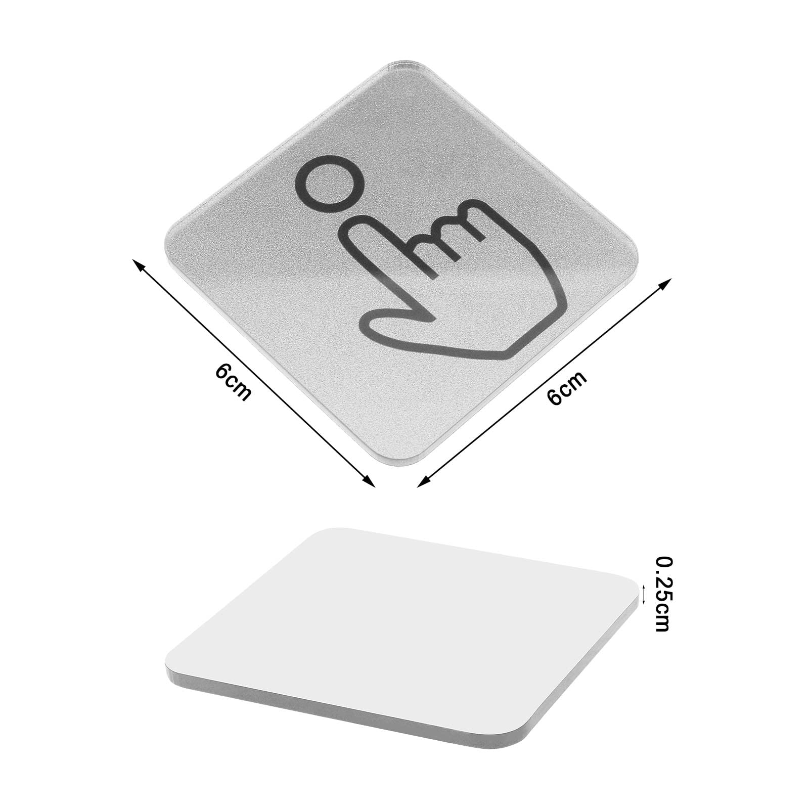SG Store 2 letreros acrílicos para timbre de puerta, autoadhesivos, impermeables, accesorios para la oficina en casa, 6 x 6 x 0,25 cm, color plateado