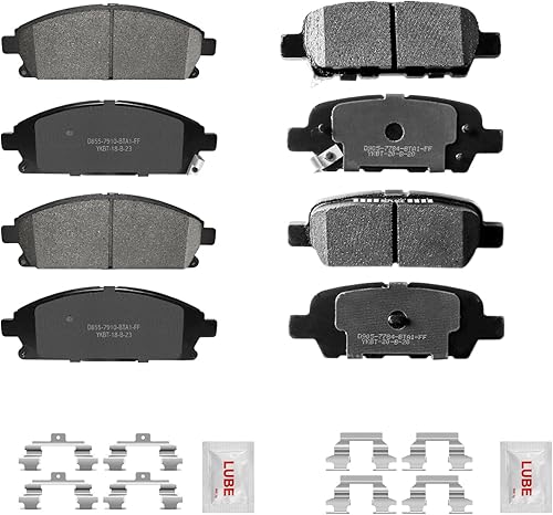Kit de pastillas de freno de disco de cerámica delanteras y traseras de repuesto con herrajes para Nis-san Quest 2004-2009 2011-2017, para Nis-san