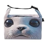 TSENQUE Cute Seal Animal Lunch Bag for Women Lunchbag with Shoulder Strap Lunchbox for Work Adults Cute Flower Insulated Bag for Work