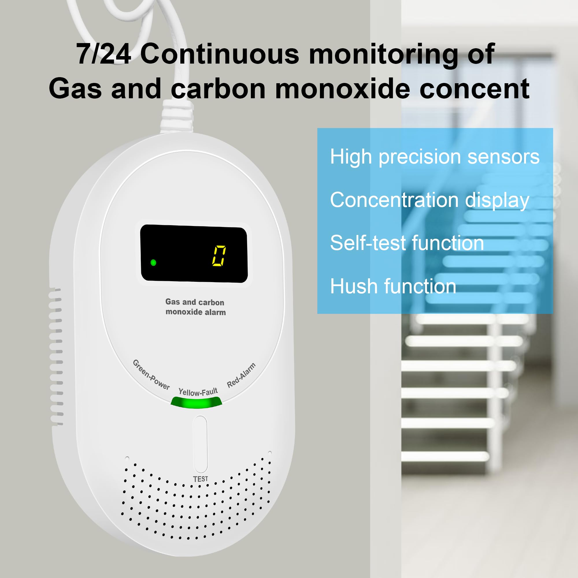 2w1 Detektor Gazu i Tlenku Węgla z Wyświetlaczem LCD, Certyfikat EN 50291 i EN 50194, Wykrywacz Gazu Paliwowego (Gaz Ziemny i LPG) oraz CO dla Bezpieczeństwa Domowego (1 SZT)
