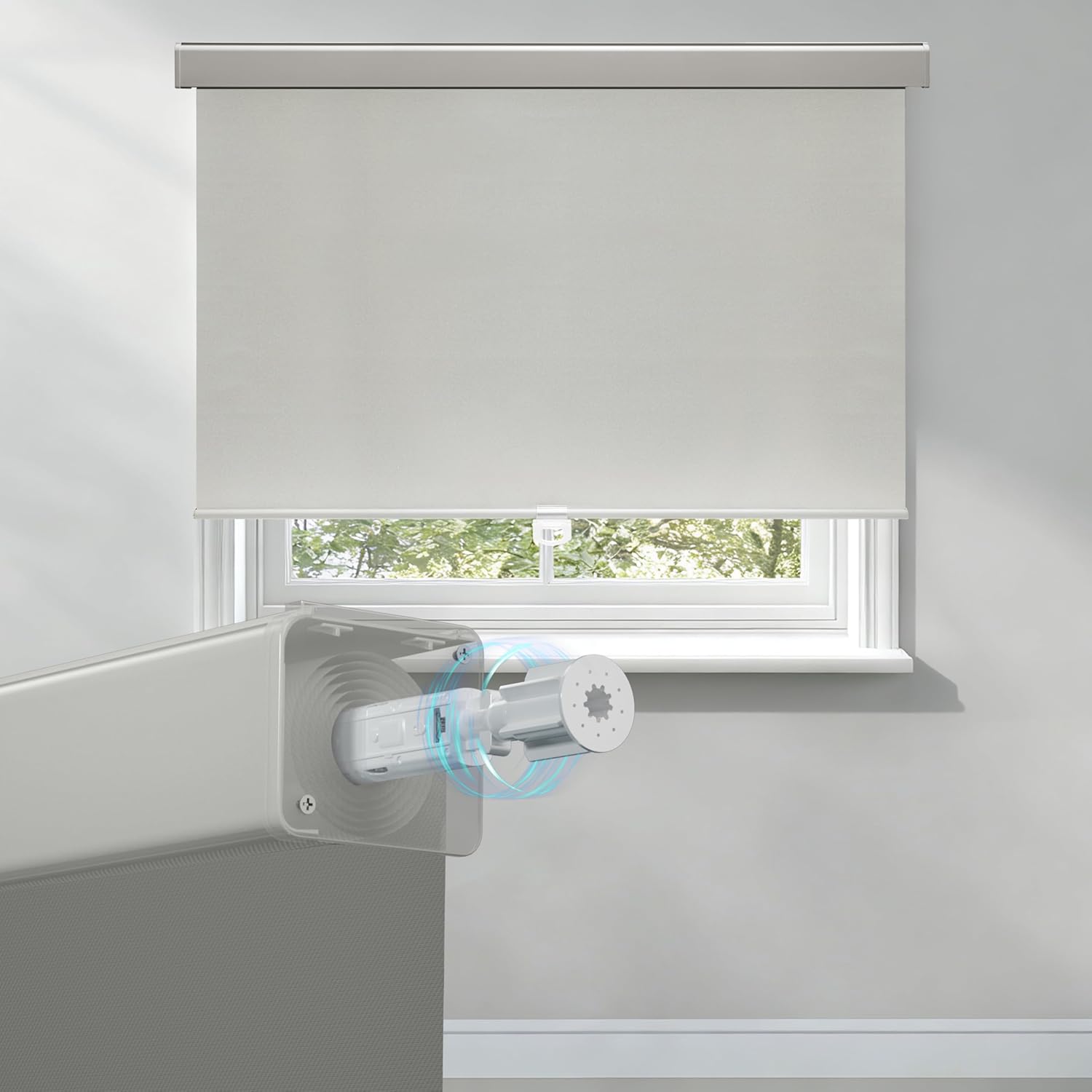 ShadeMart Blackout Roller Shades, Free-Stop Cordless Blinds for Window, Thermal-Insulated Pull-Down Shades, Easy Install Room Darkening Blinds for Home, Bedroom, Office (Grey, 34" W X 72" H)