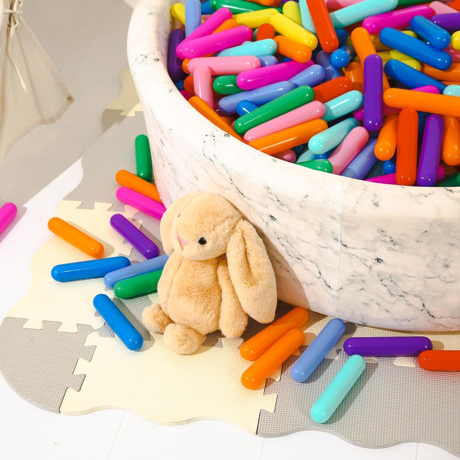 STARBOLO Ball Pit Balls for Toddlers - Pack of 250 Balls 5.12inches Long Balls Crush Proof Plastic Toy Balls for Toddlers Ball Pits, Ball Pit Play Tent, Baby Pool Water Toys(Rainbow 10 Colors)