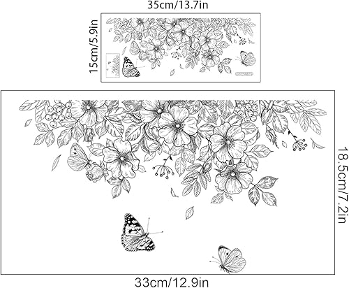 Miniatura 2 de Adhesivos para tapa de inodoro de 14 x 6 pulgadas, diseño de hojas de plantas, flores, autoadhesiva, adhesivo de pared, adhesivo impermeable