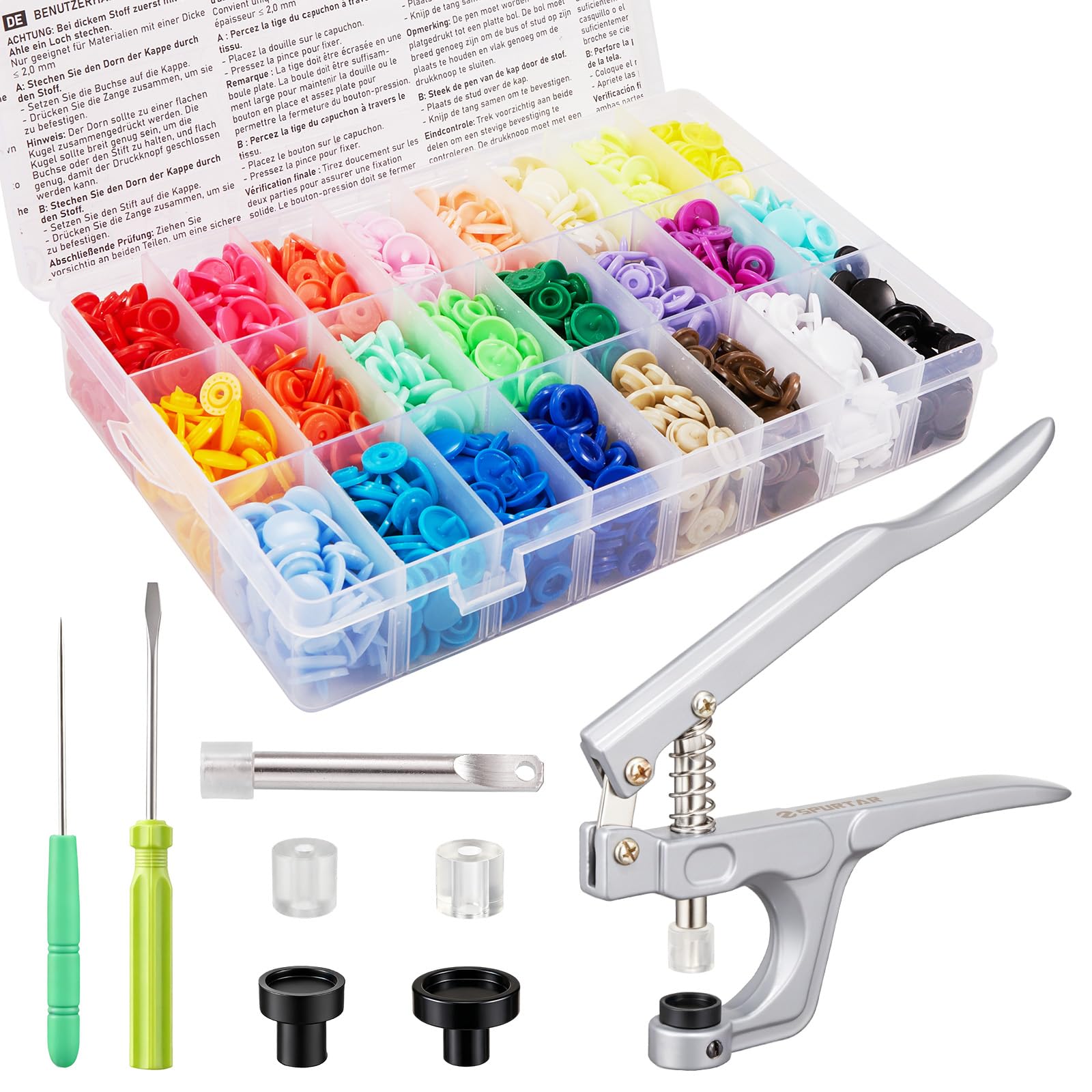 Spurtar T5 Snap Button Kit Snap Fasteners Kit - Single Layer Fabric Only