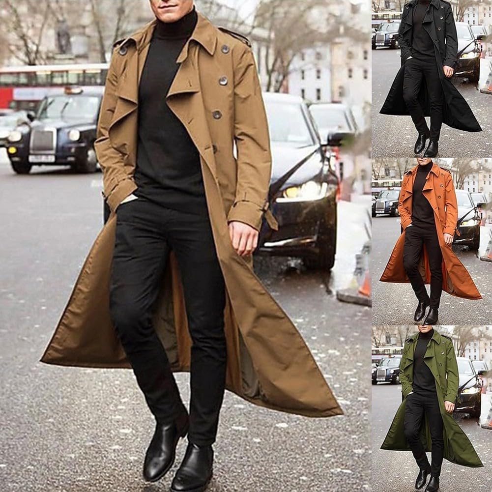 Trendy Herren Winter Langer Trenchcoat Lockere Parka Jacke für Partys und Geschäftskleidung (M Grün)