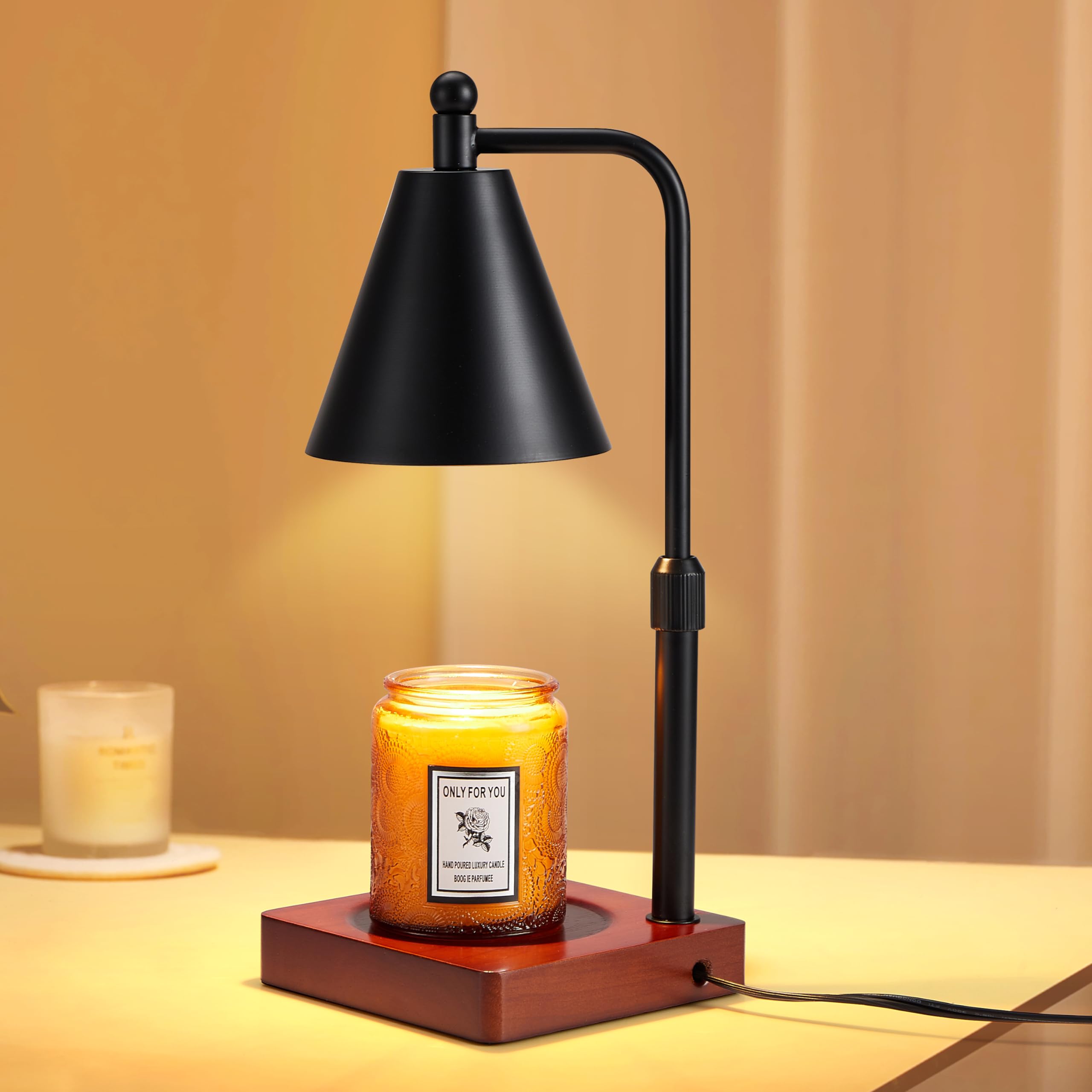 Dreamholder Candle Warmer Lamp with Timer & Dimmer, Electric Candle Wax Warmer with Adjustable Height, Wax Melt Warmer for Jar Candle, Gift for Women Mothers Day Home Decor, with 2 Bulbs, Walnut