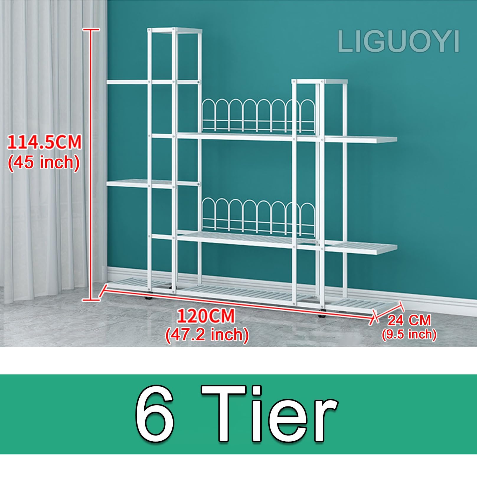 LIGUOYI Scaffale per Fiori in Metallo - Stand per Piante Fioriera per Giardino Balcone Interni Esterno - Scaffale Portavasi, 4 Livelli 5 Livelli 6 Livelli Salvaspazio Scaffale Porta-Fiori
