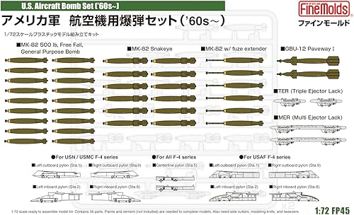 Miniatura 2 de FineMolds 1/72 US Aircraft Bomb Set (60s) - Kit de construcción de modelos de plástico # FP45