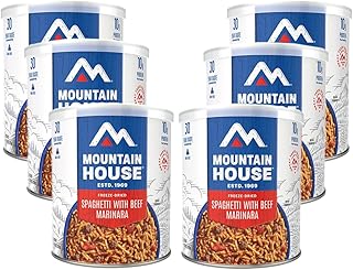 Mountain House Freeze-Dried Classic Spaghetti with Beef Marinara #10 Can – 7 Servings per Can – Emergency Survival Canned Food for Camping, Hiking & Backpacking – Fully Cooked Long-Term Storage Meal – 30-Year Taste Guarantee – Pack of 6 – Made in USA