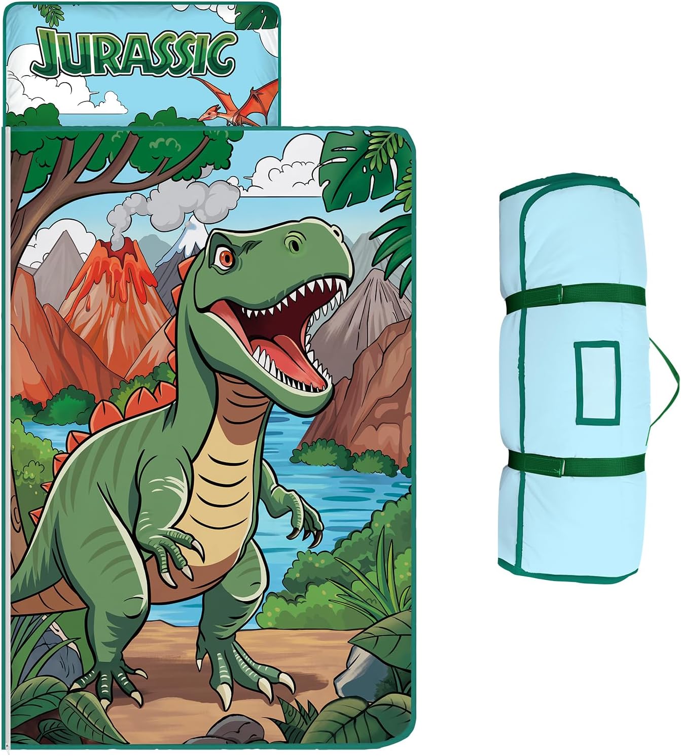 Sleeping Bag 59"×24", Soft Slumber Bag with Removable Pillow and Blanket for Teenagers, Roll Up Sleeping Mat Thick for Travel Camping
