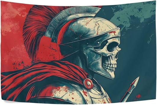 FOLIOSA Tapestry Greek Skull Warrior Pattern, Wall Hanging Decor for Living Room Bedroom, Tapestries Aesthetic 6040 IN