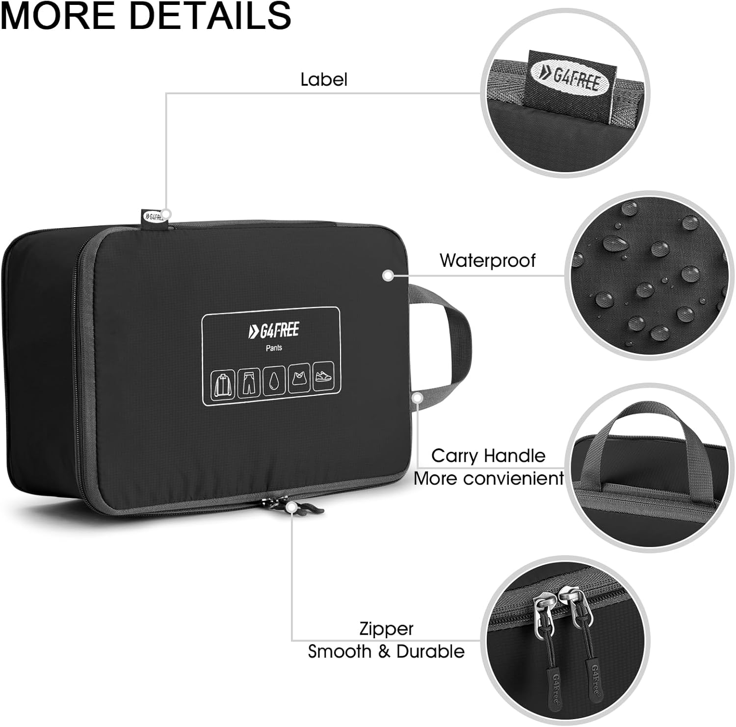 G4Free 6 Set Compression Packing Cubes, 3 sizes Travel Packing Organizers for Suitcases, Expandable Luggage Suitcase Storage Bags Set, Lightweight Packing Cubes Travel Essentials - Image 6