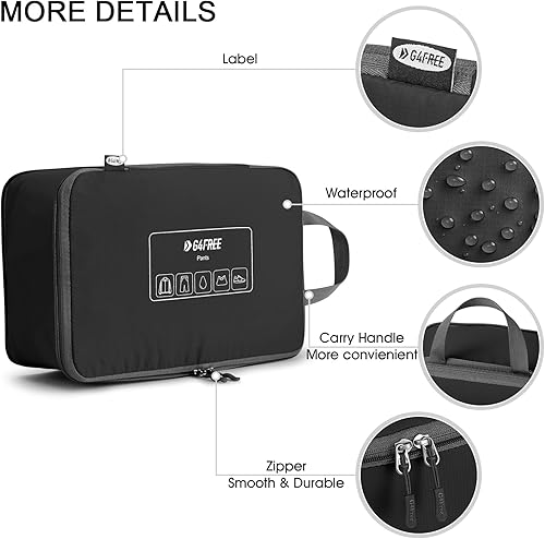 Miniatura 4 de G4Free Juego de 6 cubos de equipaje para viajes, bolsas organizadoras de equipaje para accesorios de viaje, artículos esenciales de viaje, cubos de