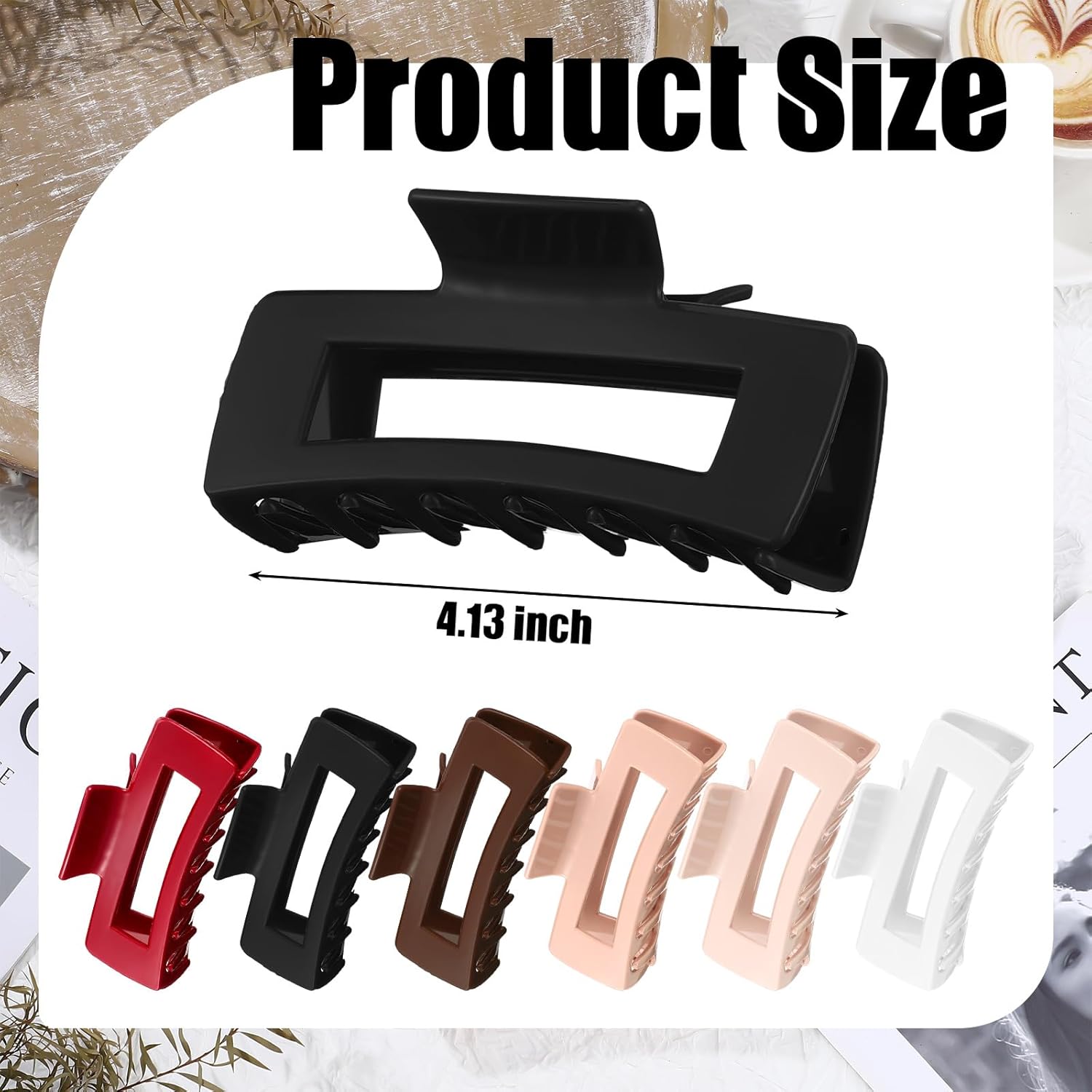 6 Pcs Cloud Claw Clip for Women 4.1 Inch Soft Silicone Claw Flexible Hair Clip Large Square Non Slip Barrettes Ponytail Hairpins for Women Thick Thin Curly Hair Valentine's Day Gift, 6 Color - Image 2