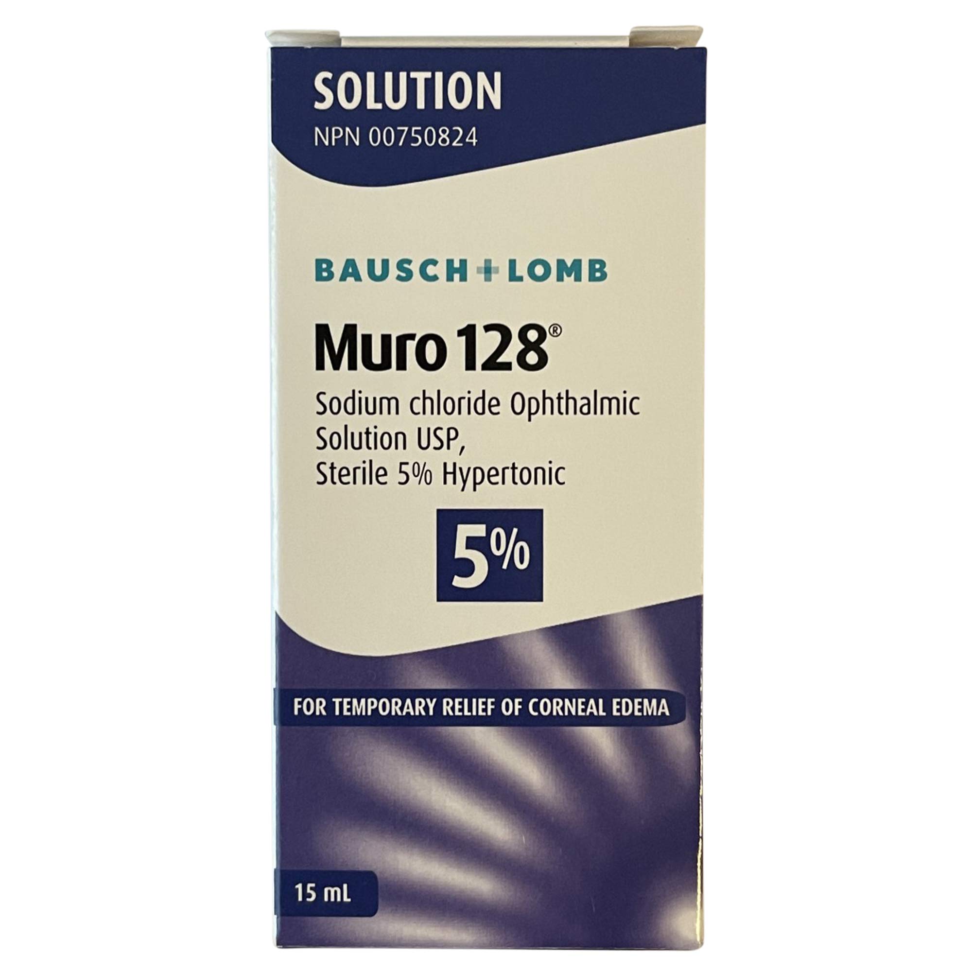 Muro 128 Solution, Temporary Relief of Corneal Edema, Eye Care, Sodium Chloride Hypertonicity Ophthalmic Solution 5%, 0.5 Fl. Oz