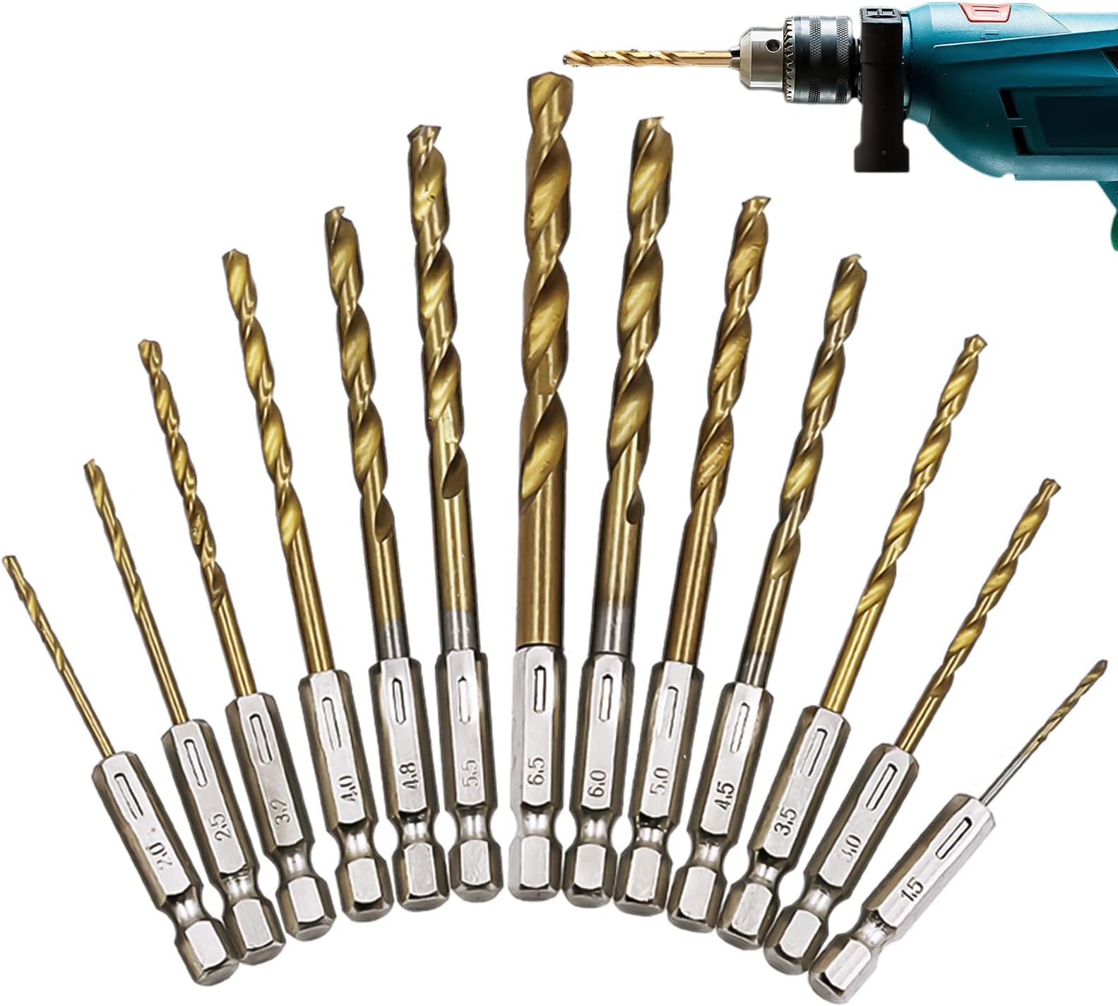 Hex Shank Drill Bits, HSS High Speed Steel Twist Drill Bit Set for Wood Metal Hole Cutter Core Drilling Tool Power Tools Accessories
