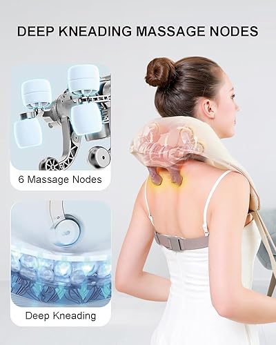 Miniatura 2 de Masajeador de cuello con calor, Shiatsu 4D masajeador de tejido profundo para cuello, hombros y trampas, regalos de cumpleaños para papá, marido,