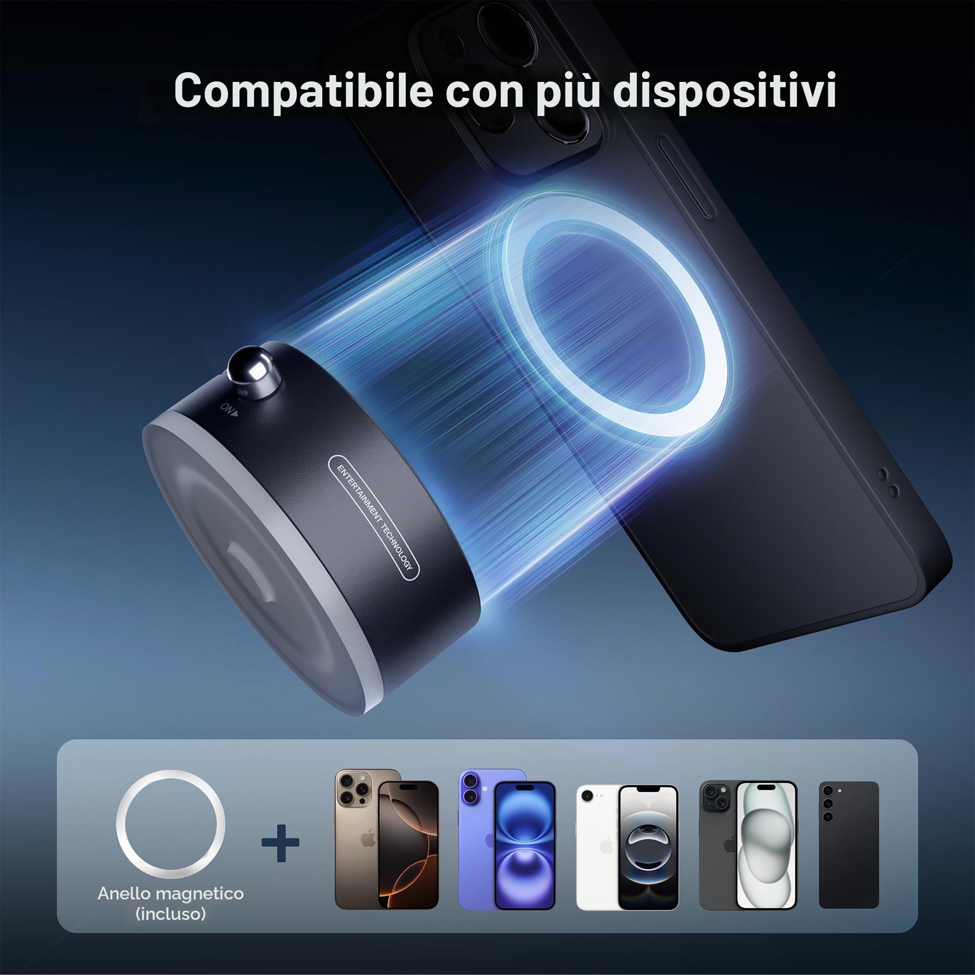 Aurzen Supporto Magnetico a Ventosa per Proiettore zip, Presa Forte, Nessuna Ricarica, Compatibile con Pareti Lisce e Superfici (Vetro, Specchio, Scrivania)