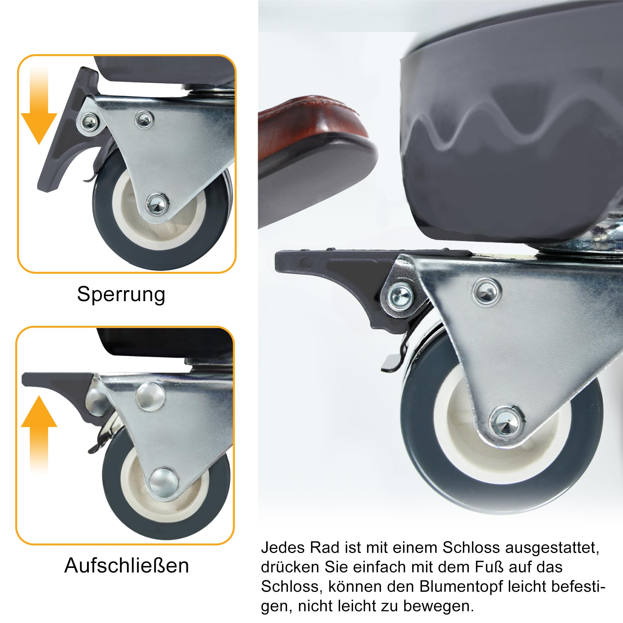 YRHome Plantenroller, 39-52 cm, instelbare bloemenroller, plantenroller voor buiten, binnen, bloempotstandaard op wieltjes, rolplank, rond, draagkracht 300 kg, voor tuin, bloempot, zwart YRHome Plantenroller, 39-52 cm, instelbare bloemenroller, plantenroller voor buiten, binnen, bloempotstandaard op wieltjes, rolplank, rond, draagkracht 300 kg, voor tuin, bloempot, zwart