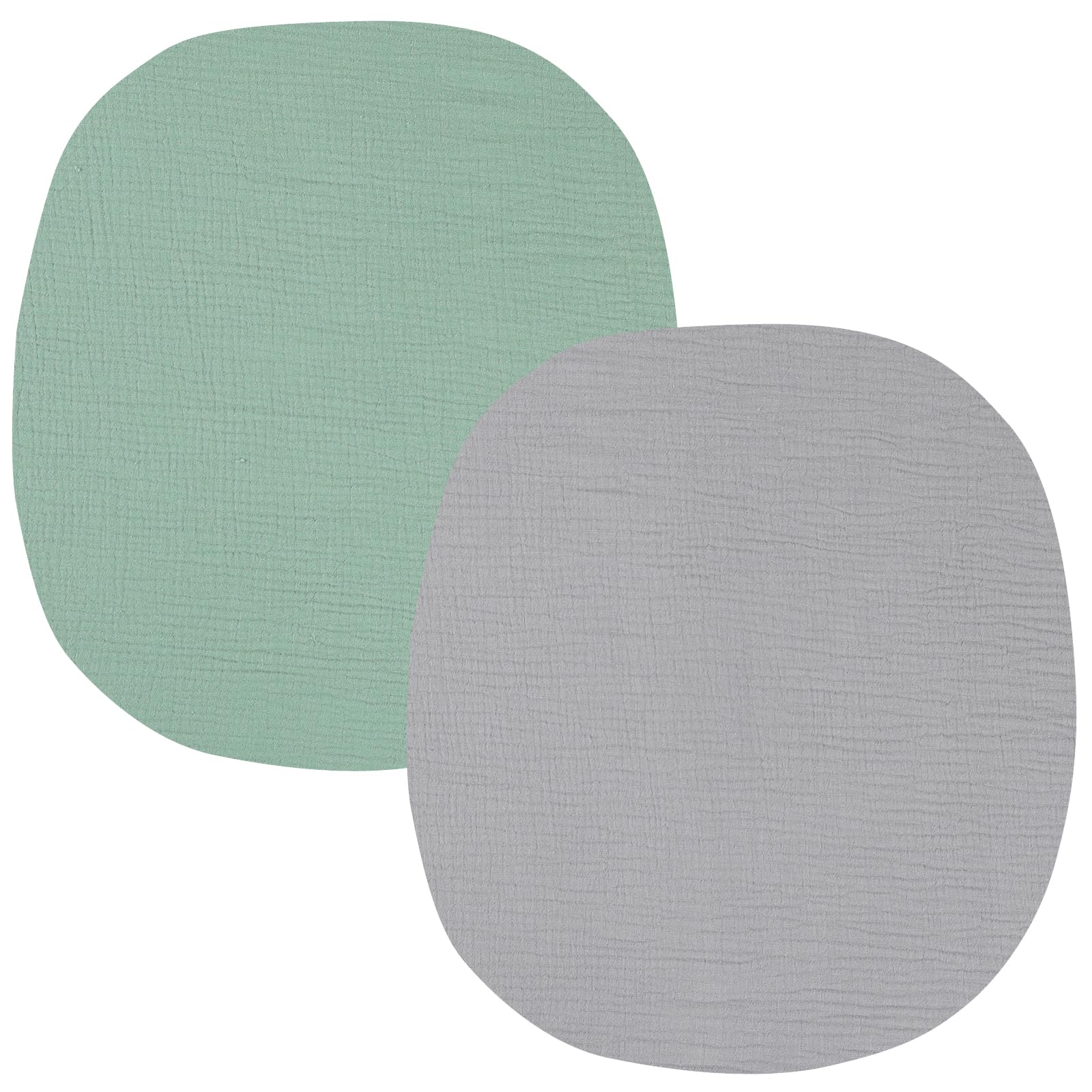 Muslin Bassinet Sheets Compatible with Fisher-Price Portable Bassinet On-The-Go, 2 Pack 100% Cotton 30" x 28" Bassinet Sheets, Grey and Green