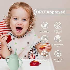 Cuddle Campus Pack of 2 Silicone Baby Training Cup, Shatterproof Toddler Sippy Cups with Straw, Open Cup for Baby, 6+ Months 4 Oz