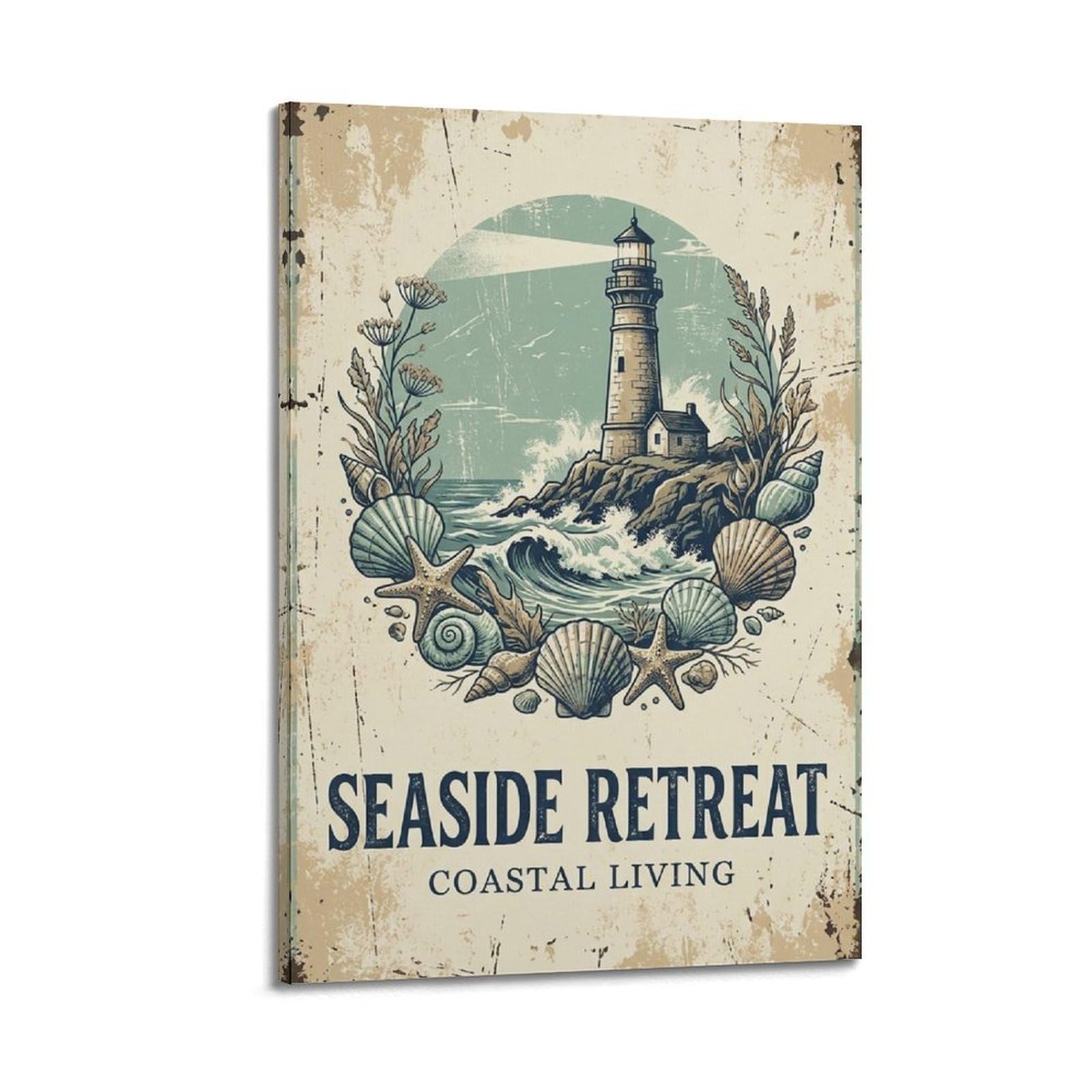 OKAHYS Nautical Retreat Rustic Vintage Poster Ocean Garden Modern Decorative Canvas Prints - Ideal Wall Art for Family, Man Cave, Game Room, Boys & Girls Bedroom 12x18inch