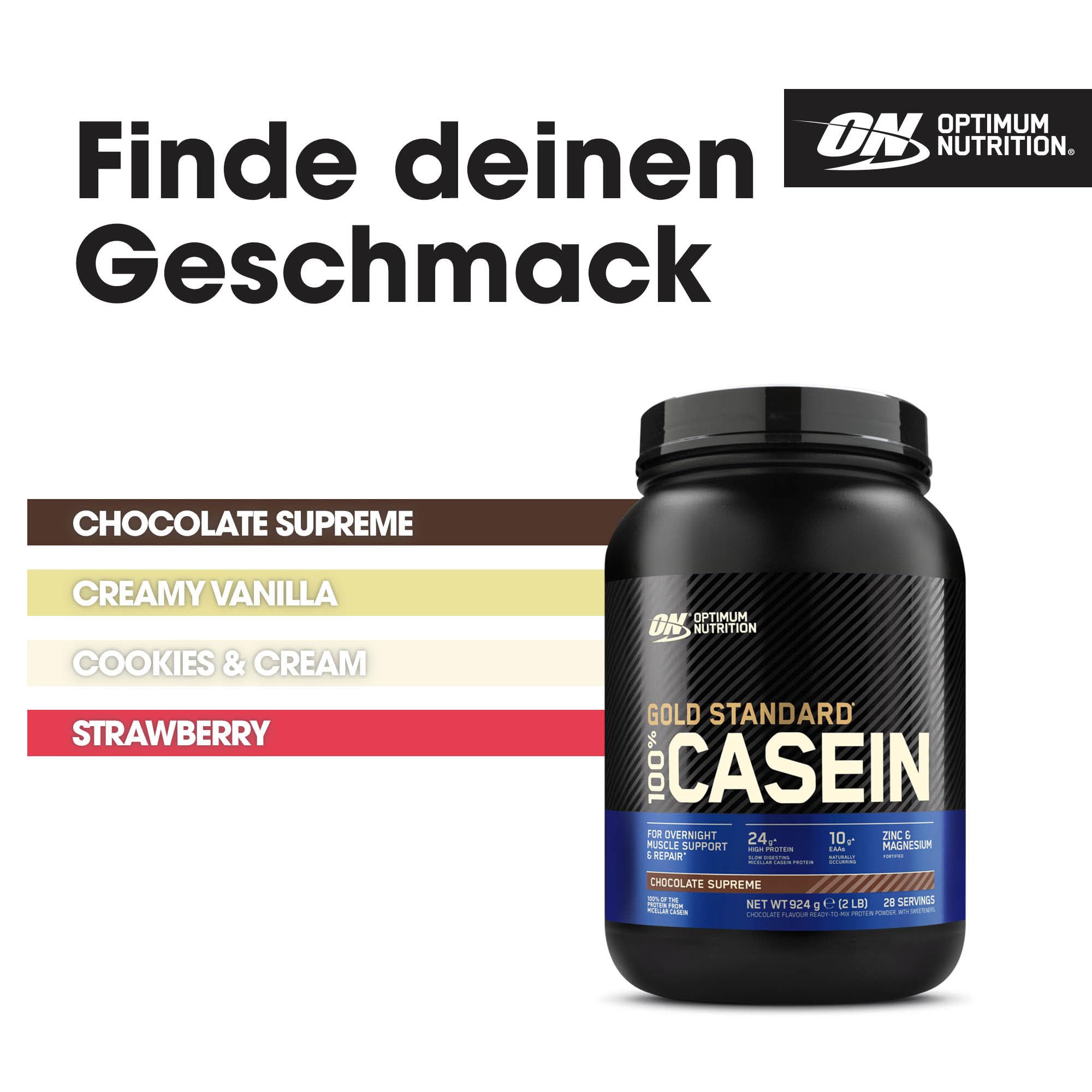 Optimum Nutrition Gold Standard 100% Casein Proteinpulver, Geschmack Chocolate Supreme, 924g, 24 Portionen