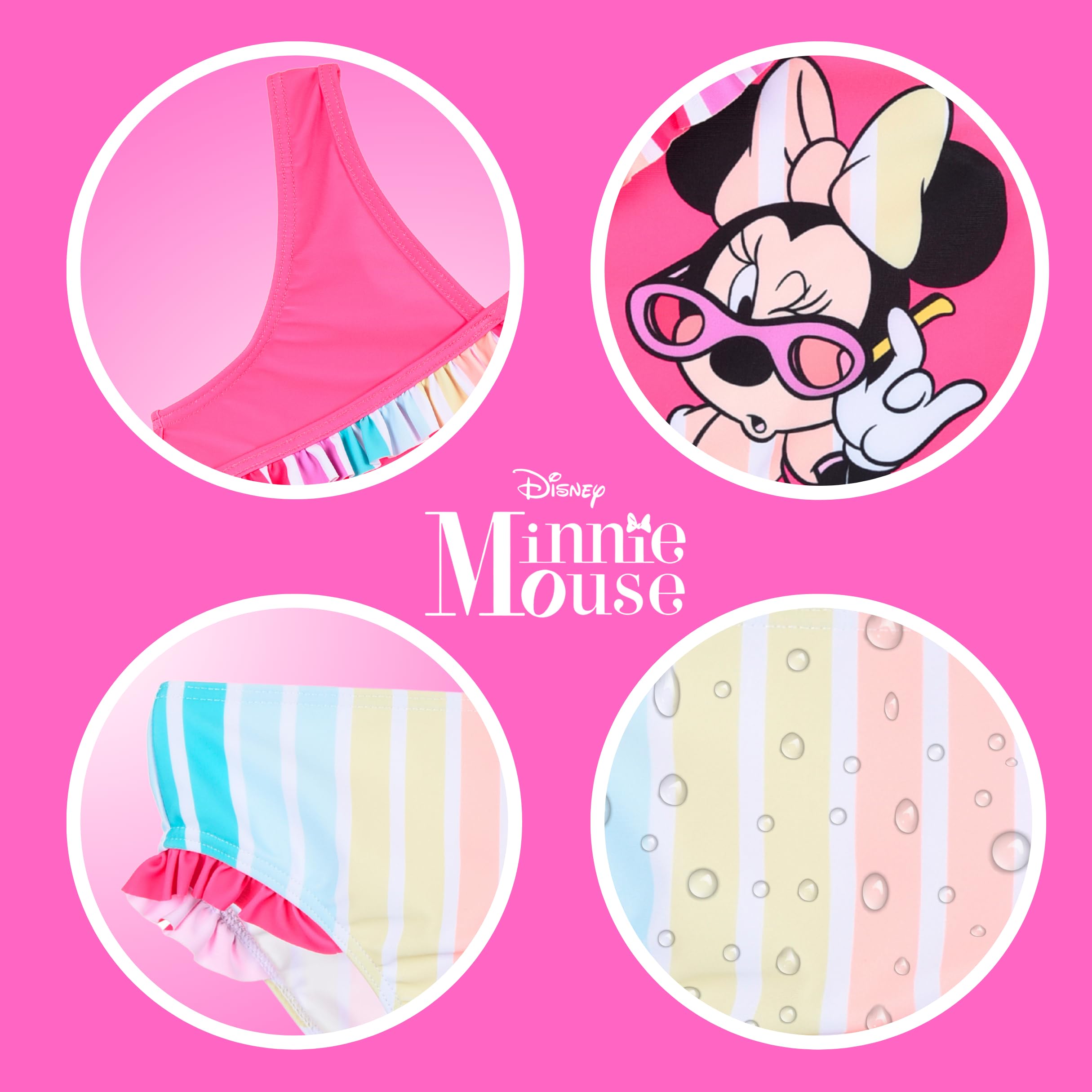 Disney Minnie Mouse Bikini Niña Arcoiris Bañador Dos Piezas Verano Natación Tallas 3-8 Años