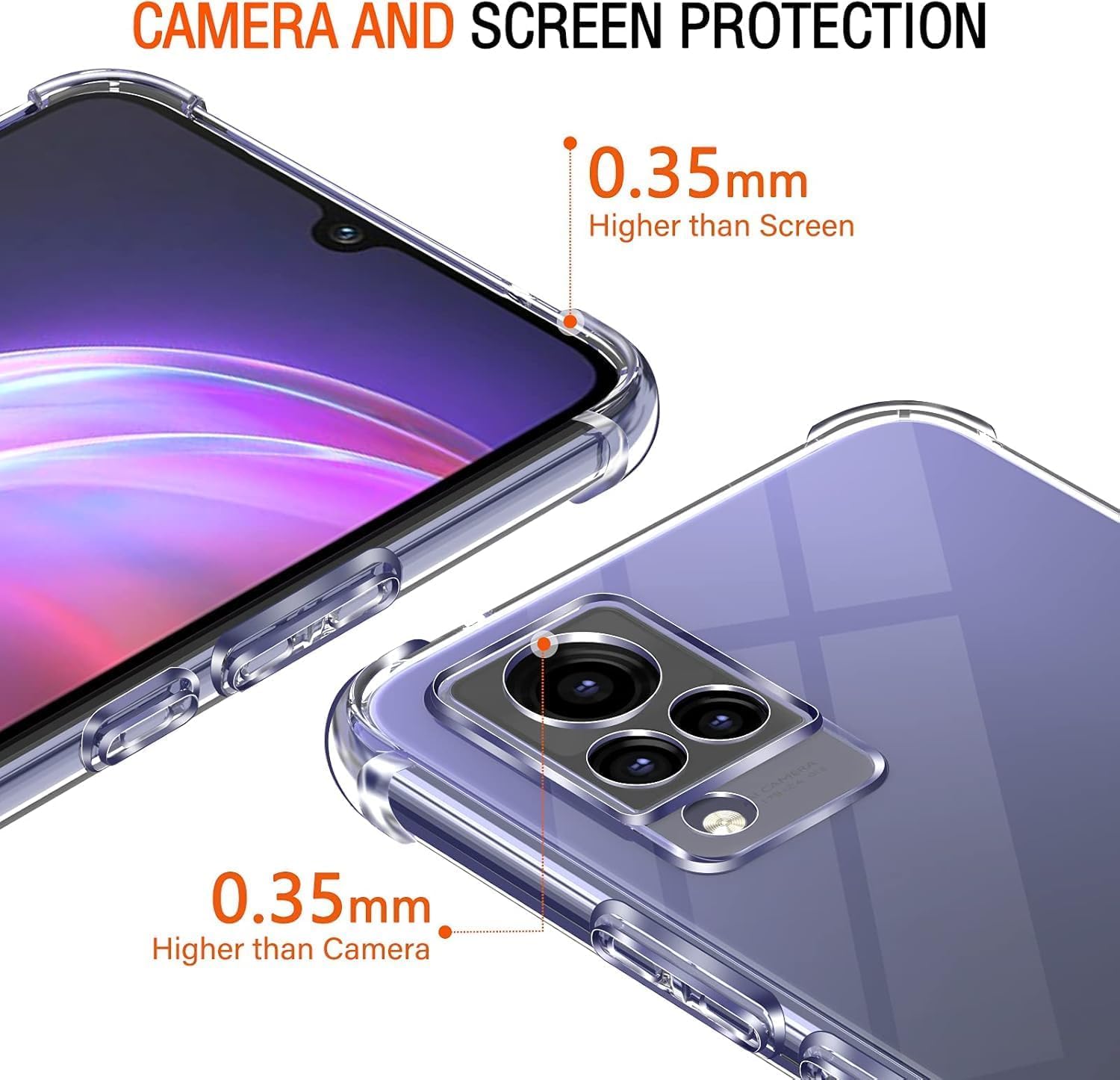 Handykette Mit Hülle Für Vivo V21 5G/4G - Transparente Schutzhülle Mit Verstellbarem Nylonband In Regenbogenfarben