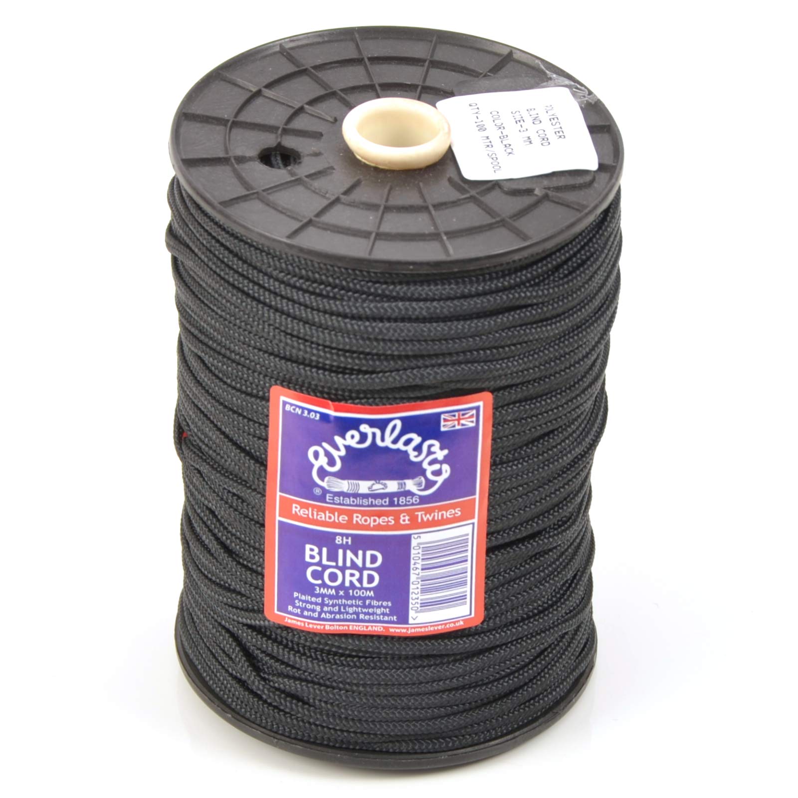 Everlasto Black Nylon Blind Cord - 1.5Mm X 50M