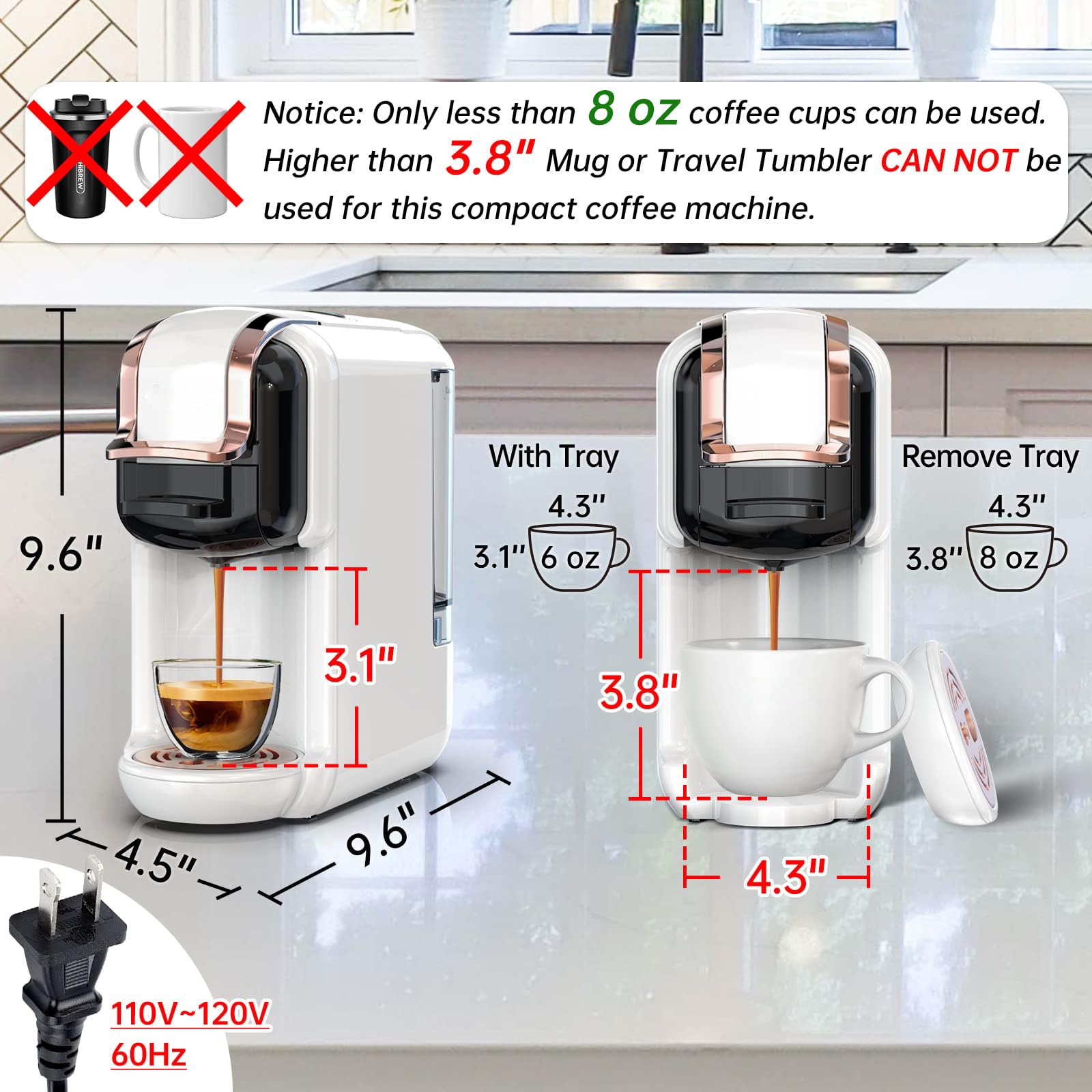 Ekspres do kawy z pojedynczą porcją, 19 barów, ekspres do kawy na kapsułki, szybkie nagrzewanie, ekspres do kawy 1450 W, na filiżanki K i espresso w proszku, białe wykończenie