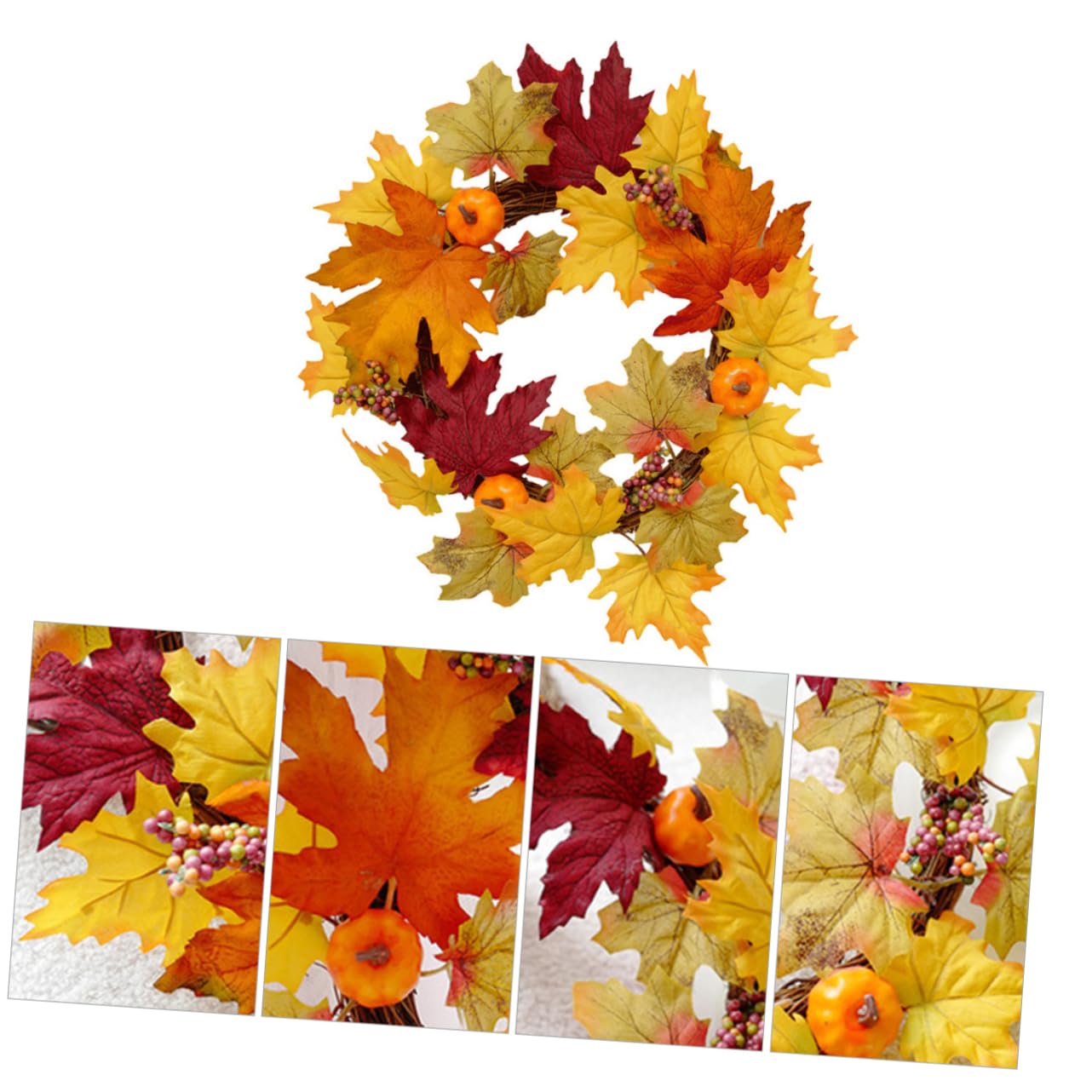Toyvian 3pièces Guirlande De Décoration Halloween avec Citrouilles Et Érable Idéale pour Fêtes Décorations De Maison Orange