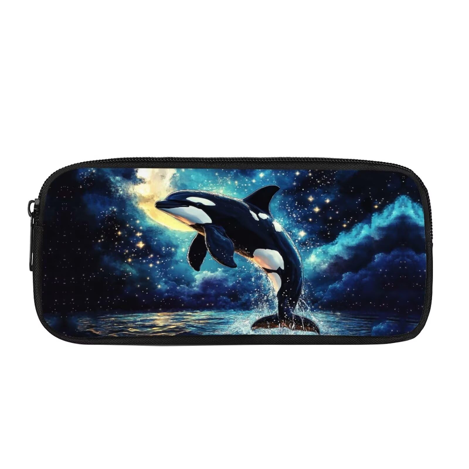 Showudesigns Killer Whale Pencil Cases for Girls Boys School Pen Box Bag Galaxy Large Capacity Pencil Case Pouch with Zipper Compartments Office Stationery Organizer