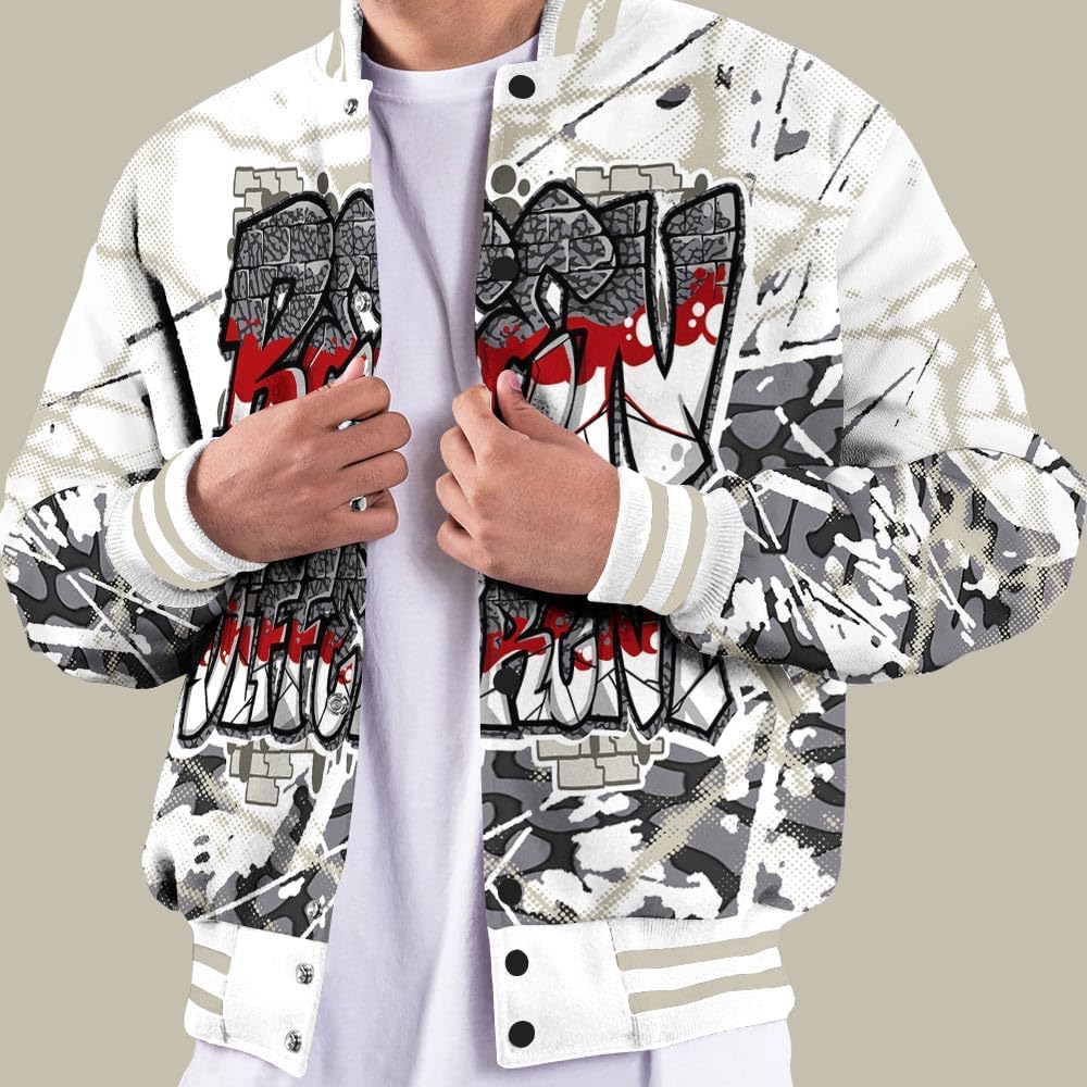 Dunkare Cement Grey 3s Varsity Jacket, Streetwear Varsity Jacket, To Different Profound Graphic Varsity Jacket Unisex