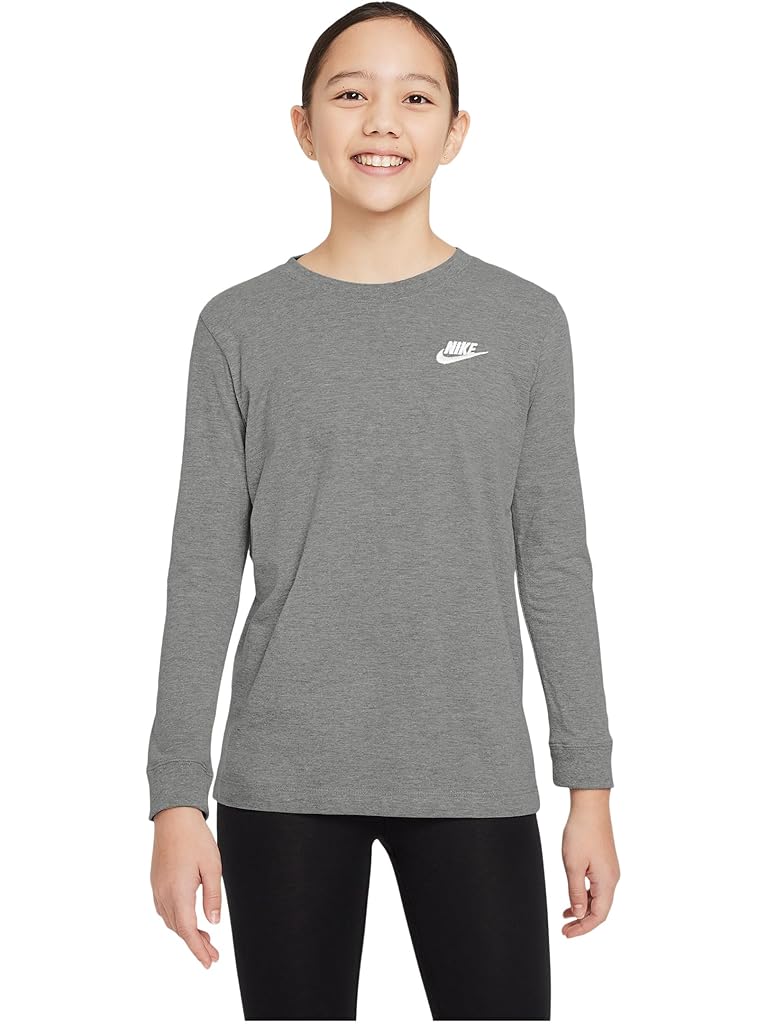 Gray Nike Sportswear Long Sleeve T-Shirt (Little Kid/Big Kid)