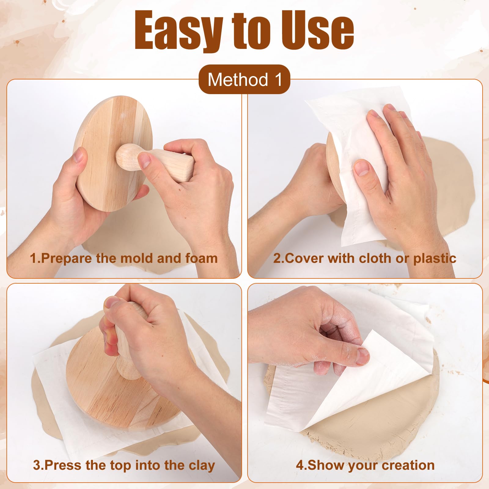 3pcs Pottery Molds, 6.5/5.5/4.5in Plaster Slump Molds for Ceramics Forms Forming with Handles Wooden Ceramics Pottery Tools Clay Mold Shapes for DIY Dishes Plate Art Making - Image 4