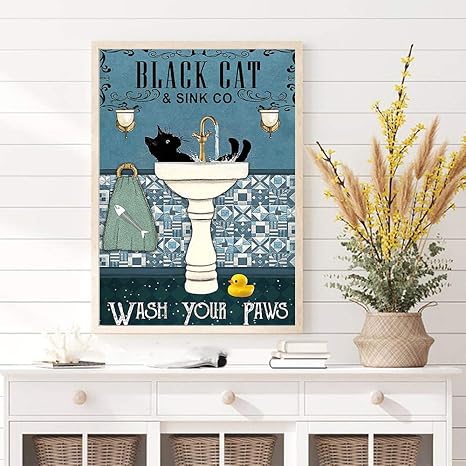 Amazon メンタル黒猫ポスター面白い猫壁アートパネル洗面台黒猫印刷レトロ面白いキャンバス絵画インテリアヴィンテージ写真バスルーム洗面所家装飾画 ウォールステッカー オンライン通販 Amazon メンタル黒猫ポスター面白い猫壁アートパネル洗面台黒猫印刷レトロ面白いキャンバス絵画インテリアヴィンテージ写真バスルーム洗面所家装飾画 ウォールステッカー オンライン通販