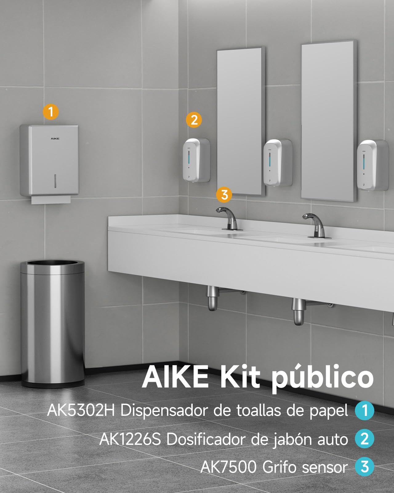 AIKE Dispensador De Toallas De Papel Ensanchado, 400-Hojas De Pared para Toallas H2, H3, Pliegue Z/V/C Y Multipliegue (Tamaño ≤25,2 * 11,5cm), AK5302H
