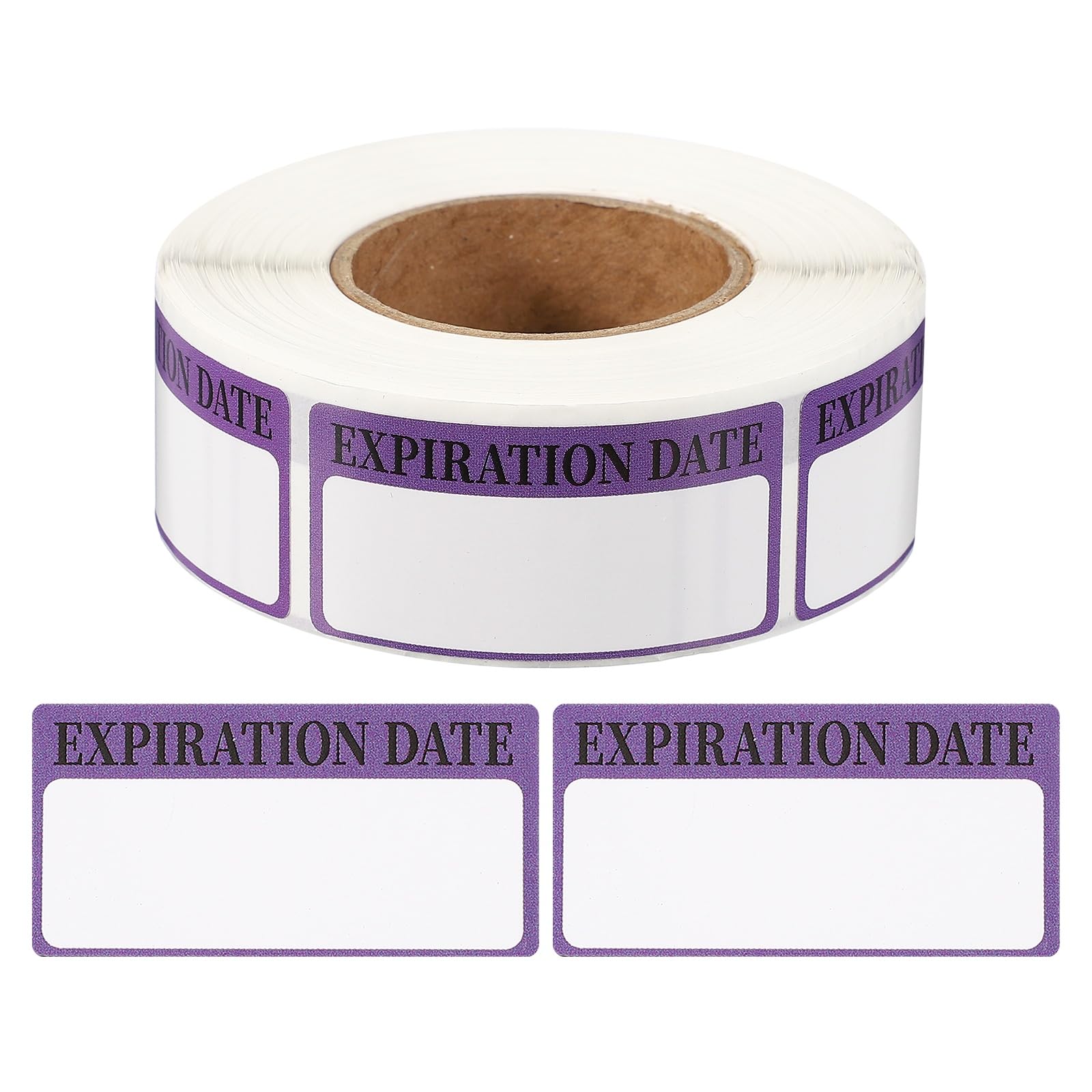 PATIKIL 500 Pcs Expired Date Label Stickers Roll, 2 x 1 Inch Removable Inventory Labels Adhesive Food Sticker Roll for Marking Organizing Inventory and Food Container, Purple and Black