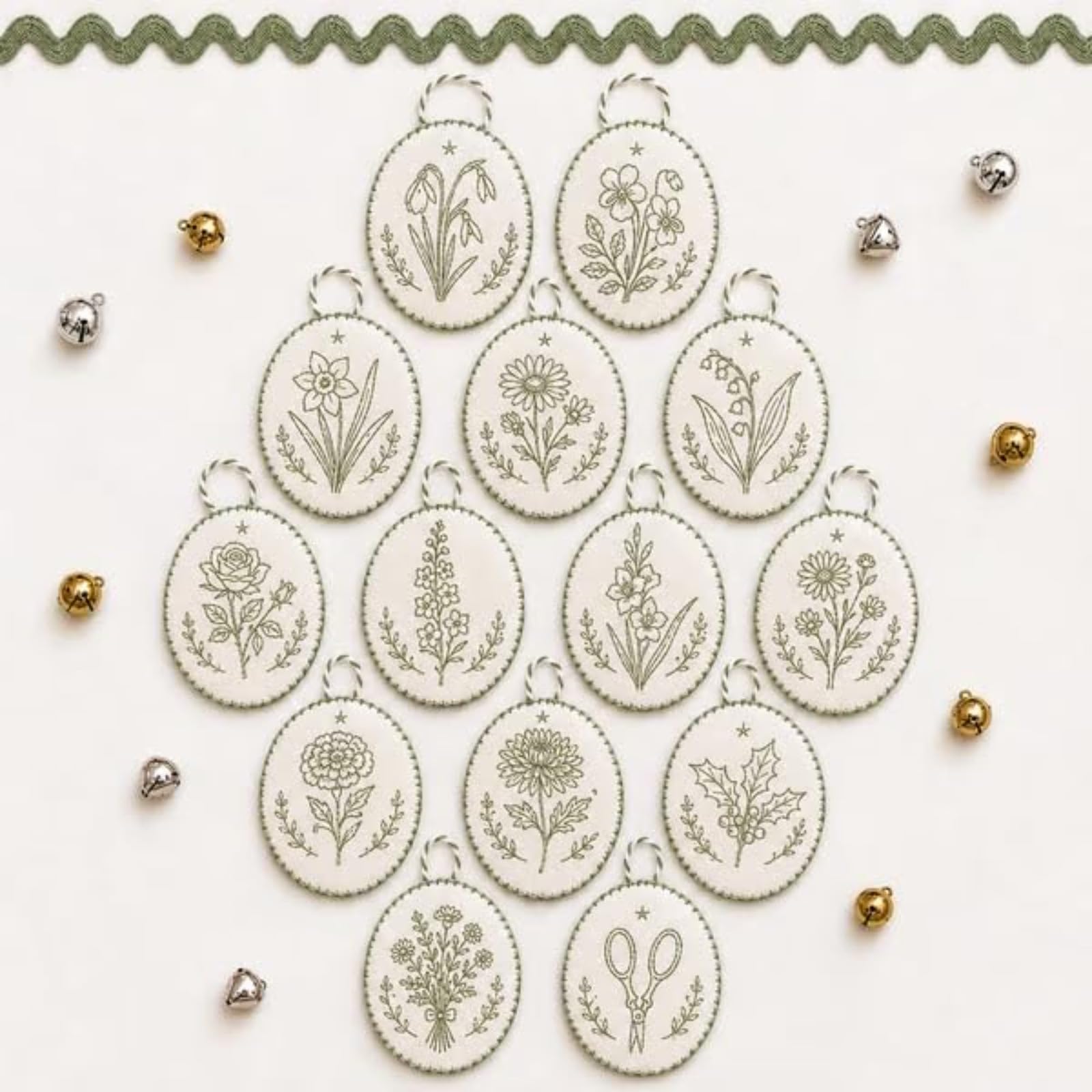 yiokeo Beginner-Friendly DIY Heirloom Oval Embroidery Ornament Kit Collection, Hand Embroidery Christmas Ornaments Kit with Tools & Guide, for Holiday Decor or Gifts (Style B)